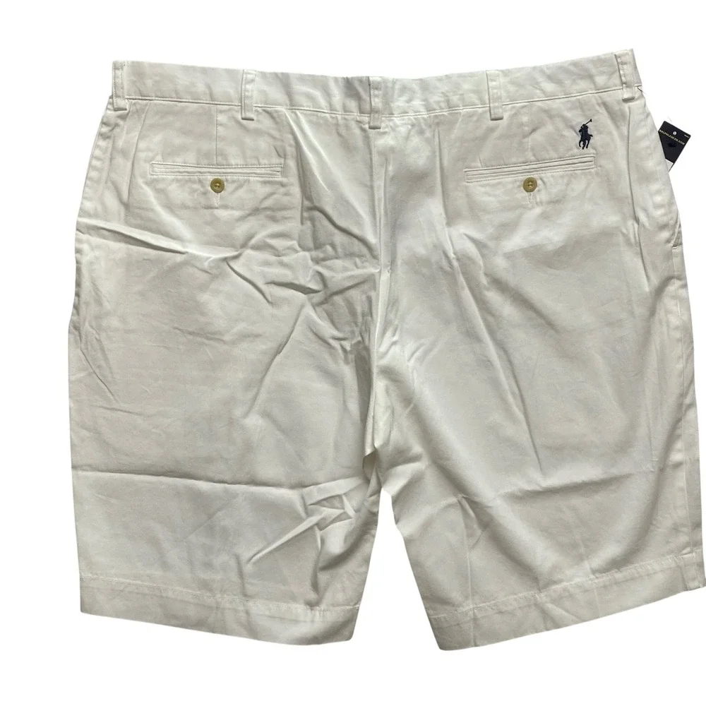 Polo Ralph Lauren Mens White Chino Shorts Cotton Twill Flat Front Size 42NWT‎